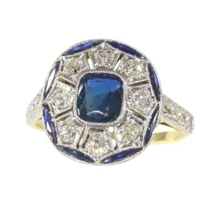 Vintage Art Deco diamond and sapphire engagement ring